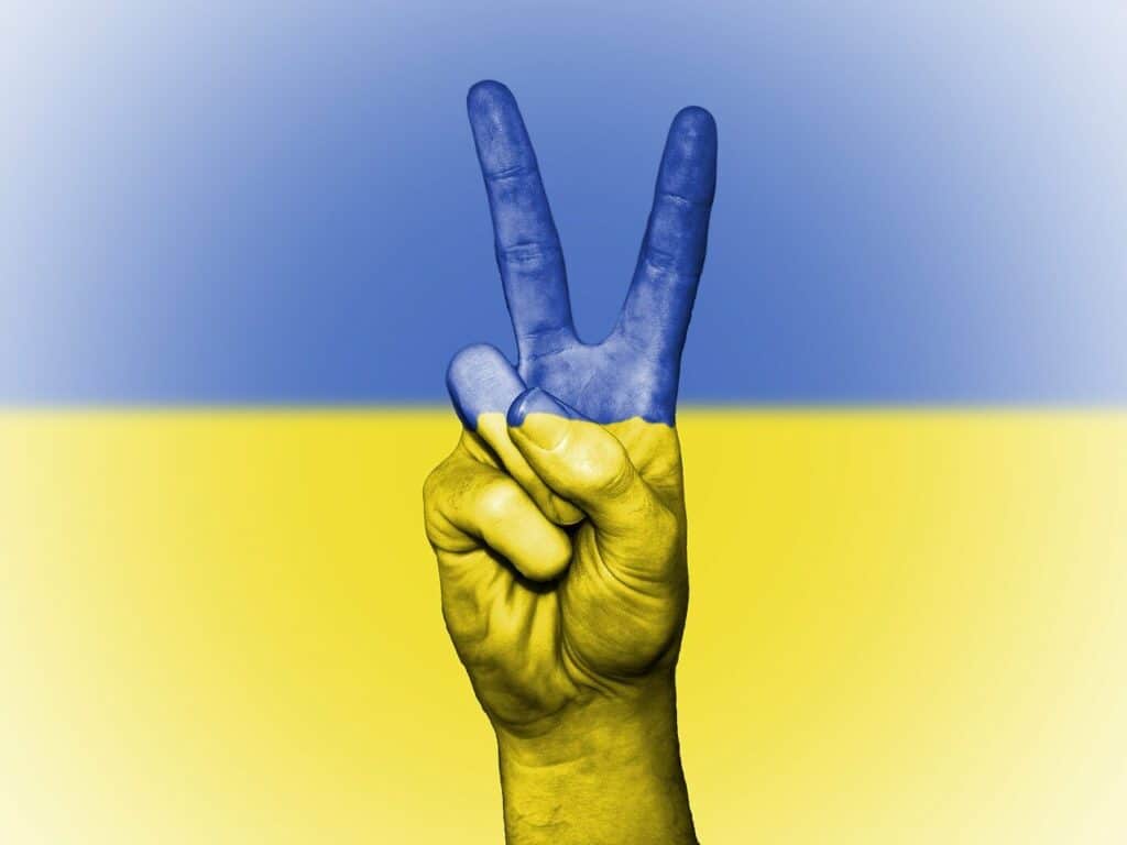 Ukraine Flagge und Peace Zeichen